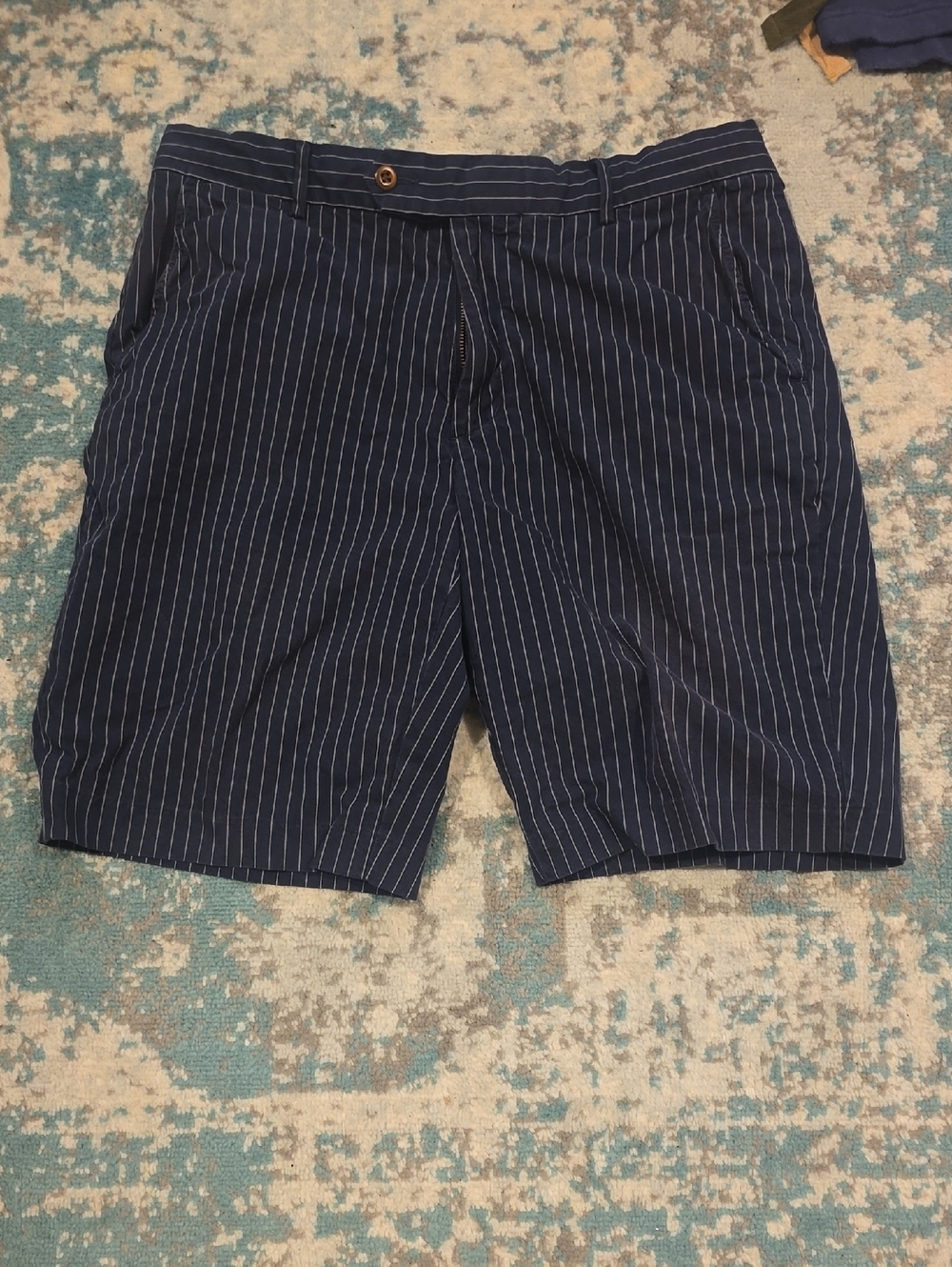 Polo by Ralph Lauren Navy with White Pinstripe Flat-Front Shorts